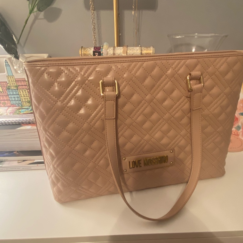 LOVE MOSCHINO BABY PINK QUILTED TOTE